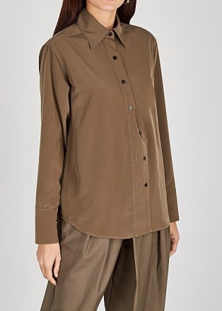 EFTYCHIA Brown satin shirt ~ luxury loose fit shirts