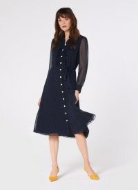 LK BENNETT ENSOR NAVY POLKA DOT SHIRT DRESS / dark blue spot print dresses