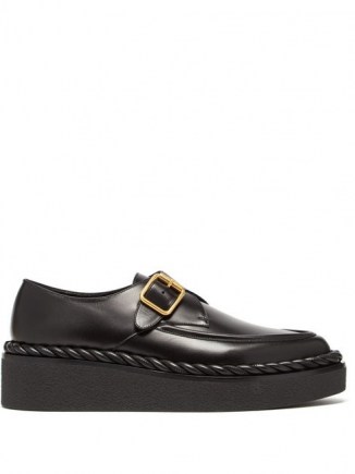 VALENTINO GARAVANI Exaggerated-sole leather loafers | black rope trim flatform loafer