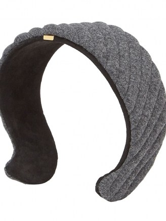 Fendi grey quilted headband | designer headbands | hair accessories - flipped