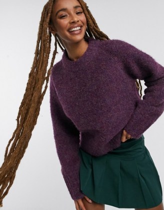 French Connection Kate knits crew neck jumper in purple ~ round neck jumpers ~ relaxed fit knitwear