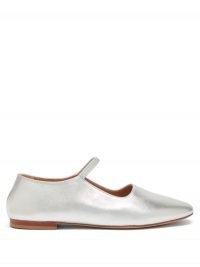 MANSUR GAVRIEL Glove silver-leather Mary-Jane flats / metallic Mary Janes / luxe flat shoes