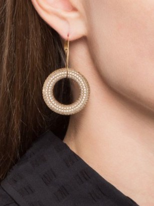 Jil Sander crystal-embellished hoop pendant earrings – sparkly statement hoops – crystals – jewellery - flipped