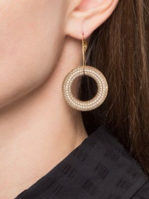 Jil Sander crystal-embellished hoop pendant earrings – sparkly statement hoops – crystals – jewellery