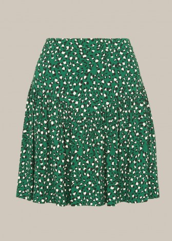 WHISTLES WILD LEOPARD FLIPPY SKIRT / green wild cat prints skirts