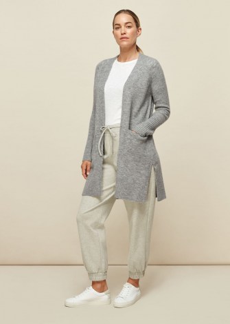 WHISTLES LILLY LONG LINE WOOL CARDIGAN ~ longline grey cardigans