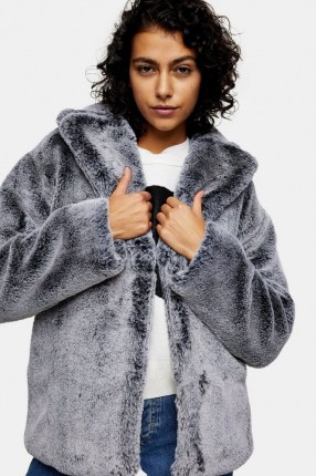 TOPSHOP Grey Two Tone Faux Fur Coat ~ winter coats