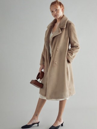 REFORMATION Hank Coat in Camel ~ light brown winter coats ~ luxe outerwear