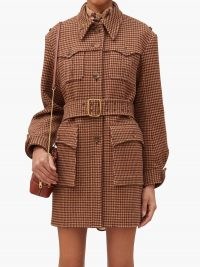 CHLOÉ Houndstooth-tweed belted coat / seventies inspired coats / seventies vintage look fashion