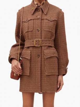 CHLOÉ Houndstooth-tweed belted coat / seventies inspired coats / seventies vintage look fashion