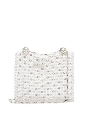 PACO RABANNE Iconic 1969 crystal-embellished chainmail bag ~ silver bags - flipped