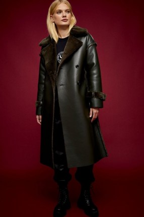 IDOL Khaki Reversible Faux Fur Coat ~ topshop coats - flipped