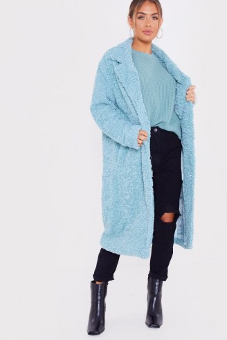 JAC JOSSA SAGE FAUX FUR LONGLINE COCOON COAT ~ textured winter coats - flipped