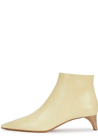 JIL SANDER 50 cream leather ankle boots ~ point toe booties - flipped