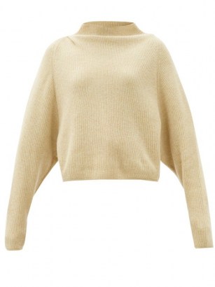 PETAR PETROV Karoll high-neck ribbed-cashmere sweater / beige rib knit high neck jumper / slouchy sweaters / designer knitwear - flipped