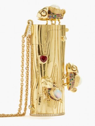 DANIELA VILLEGAS La Aventura diamond & opal 18kt gold lighter-case pendant necklace ~ statement necklaces ~ luxury gemstone pendants ~ fine jewellery - flipped