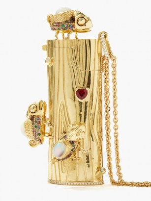 DANIELA VILLEGAS La Aventura diamond & opal 18kt gold lighter-case pendant necklace ~ statement necklaces ~ luxury gemstone pendants ~ fine jewellery