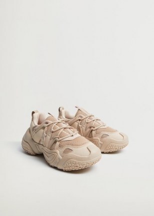 MANGO ACTOR1 Lace-up panel sneakers in Sand