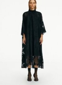 Tibi Lana Fil Coupé Shirred Neck Maxi Dress ~ floaty semi sheer dresses ~ LBD - flipped