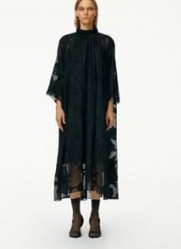 Tibi Lana Fil Coupé Shirred Neck Maxi Dress ~ floaty semi sheer dresses ~ LBD