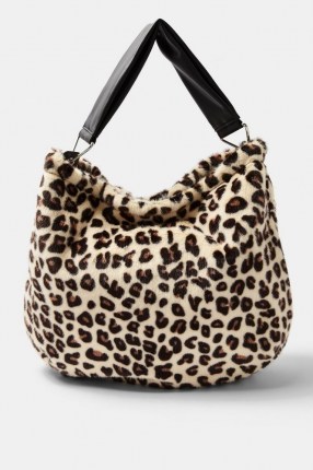 Topshop Leopard Print Faux Fur Hobo Bag | fluffy bags | wild animal prints - flipped