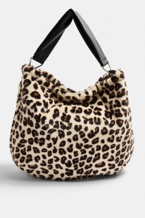 Topshop Leopard Print Faux Fur Hobo Bag | fluffy bags | wild animal prints