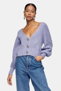 TOPSHOP Lilac Balloon Sleeve Knitted Cardigan ~ V neck cardigans