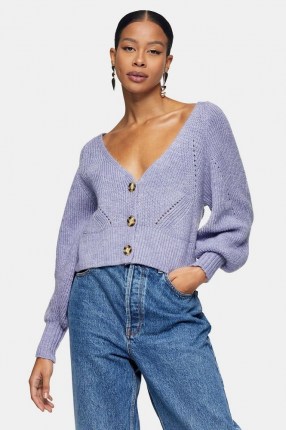 TOPSHOP Lilac Balloon Sleeve Knitted Cardigan ~ V neck cardigans