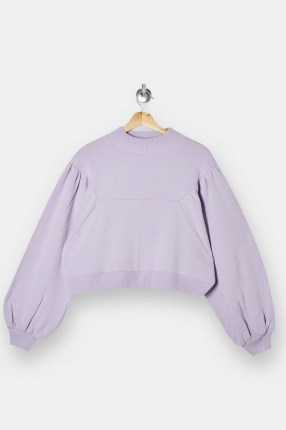 TOPSHOP Lilac Balloon Sleeve Knitted Sweatshirt Jumper - flipped