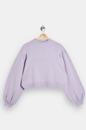 TOPSHOP Lilac Balloon Sleeve Knitted Sweatshirt Jumper