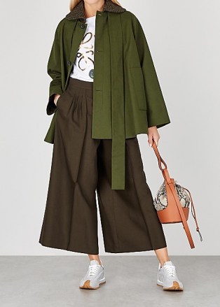 LOEWE Army green cotton-twill jacket / cape style jackets / chic outerwear - flipped