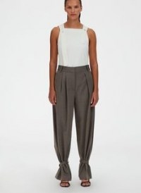 Tibi Luka Suiting Stella Pleat Pant ~ brown ankle tie trousers - flipped