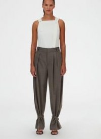 Tibi Luka Suiting Stella Pleat Pant ~ brown ankle tie trousers