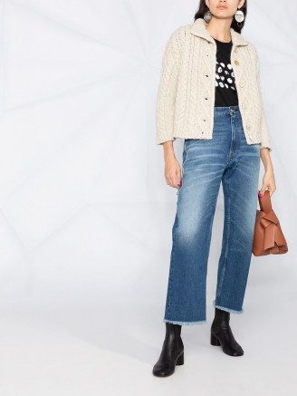 Maison Margiela cable-knit cardigan | cream collared cardigans | luxe knitwear