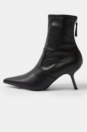TOPSHOP MEMO Black Point Sock Boots ~ angled heel pointy tow boot - flipped