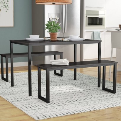 Winterton Dining Set with 2 Benches by Mercury Row – perfect pick for apartments and breakfast nooks