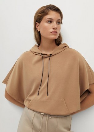 MANGO Modal sweatshirt Medium Brown ~ camel coloured hooded sweatshirts - flipped