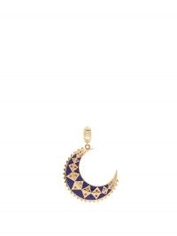 HARWELL GODFREY Moon sapphire, lapis lazuli & 18kt gold charm – blue stone pendants – celestial jewellery