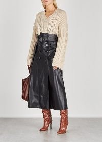 NANUSHKA Zane black faux leather midi skirt / A-line skirts / neutral outfits