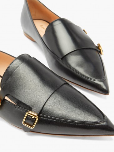 RUPERT SANDERSON Niwin point-toe leather monk shoes – chic flats