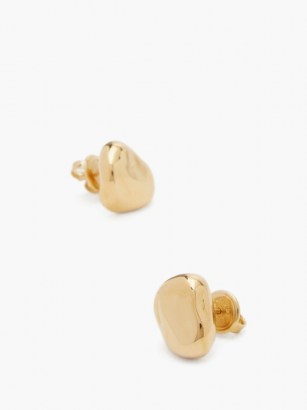 BOTTEGA VENETA Nugget 18kt gold-plated stud earrings ~ irregular shaped studs - flipped