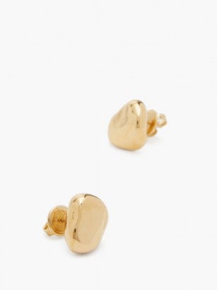 BOTTEGA VENETA Nugget 18kt gold-plated stud earrings ~ irregular shaped studs