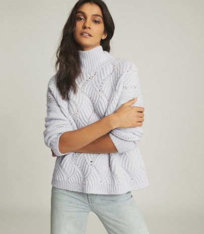 REISS OLA OVERSIZED CABLE KNIT JUMPER BLUE / turtle neck jumpers