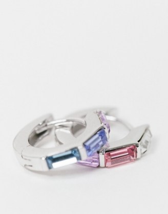 Olivia Burton rainbow huggie hoops in sterling silver ~ multi coloured huggies ~ jewellery - flipped