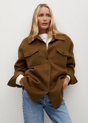 MANGO CHERRY Oversize wool jacket Brown ~ shirt style jackets ~ shackets