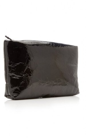 Kassl Padded Patent Leather Clutch in black / glossy crinkle effect bags