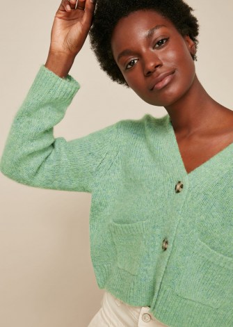 WHISTLES ERICA FLECKED CARDIGAN in Pale Green