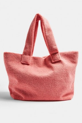 Topshop Pink Large Borg Tote Bag | textured bags