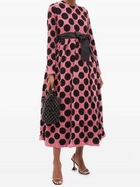 ASHISH Pink polka-dot waist-sash sequined midi dress – statement occasion dresses