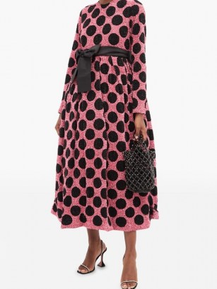 ASHISH Pink polka-dot waist-sash sequined midi dress – statement occasion dresses - flipped